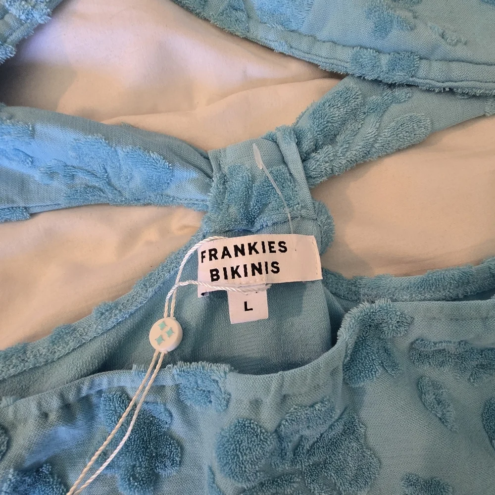 FRANKIE'S BIKINIS Swim Dress Blue Dorothy Terry Blue Floral Halter